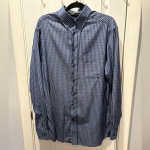 Daniel Cremieux Blue & Cream Plaid Men's Shirt Cotton & Silk Blend